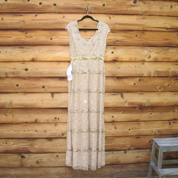 Mac Duggal 9089 Womens Cap Sleeve  Embellished Gown Nude 8 - Picture 11 of 16